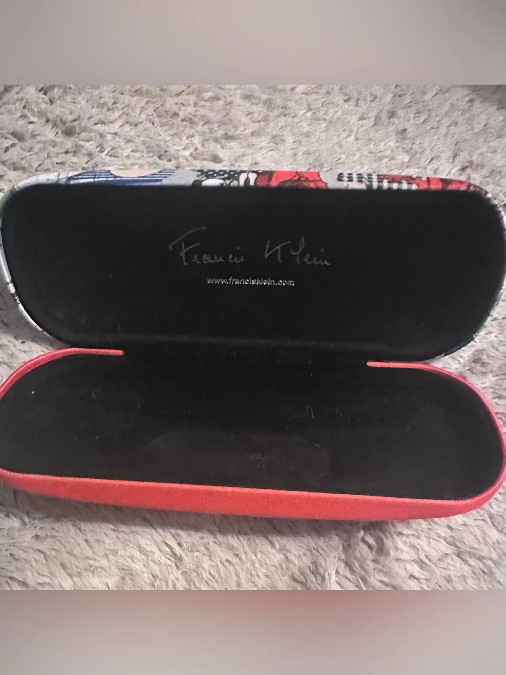 Francis Klein Paris Hard Eyeglass Case Retro Pinup Rockabilly Women Red